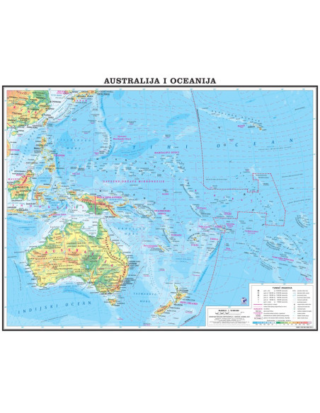 Australija i Oceanija, fizička, 1:10.000.000
