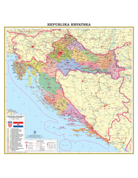 Republika Hrvatska, administrativna podjela, 1:500.000